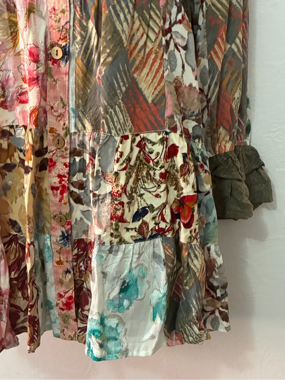 Young Threads Patchwork And Embroidered Tiered Mini Dress/Tunic NWOT size Large - Picture 9 of 16